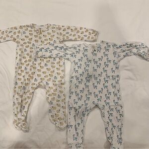 Egg Baby Layette Set of 2 100% cotton Printed Pajamas Footies - Unisex - 9 Month